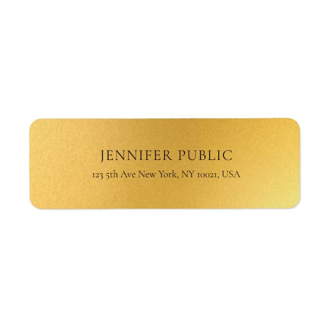 Elegant Golden Modern Glamour Gold Return Address Label (Front)