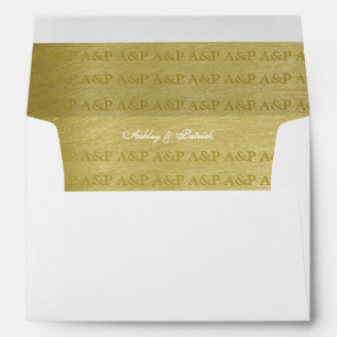 elegant golden monogram (couple names) envelope