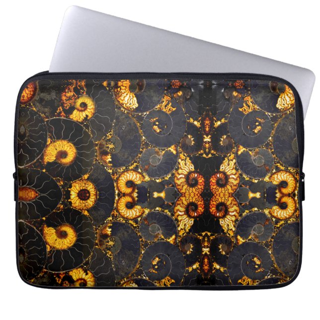 Elegant golden nautilus design laptop sleeve (Front)