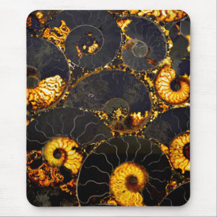 Elegant golden nautilus design mouse pad