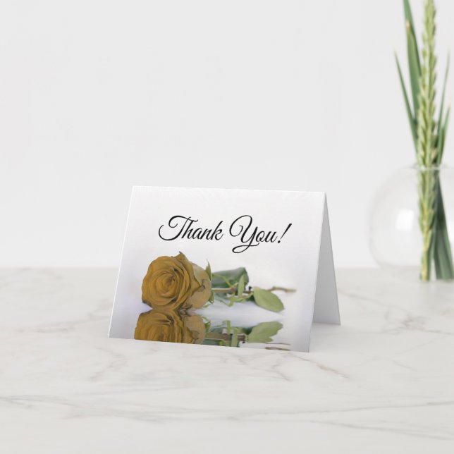 Elegant Golden Ochre Rose Wedding Photo Inside Thank You Card (Front)