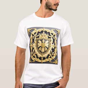 Elegant Golden Ornamental Crest with Shield T-Shirt
