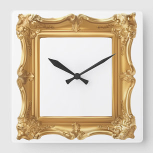 Elegant Golden Ornate Frame Square Wall Clock
