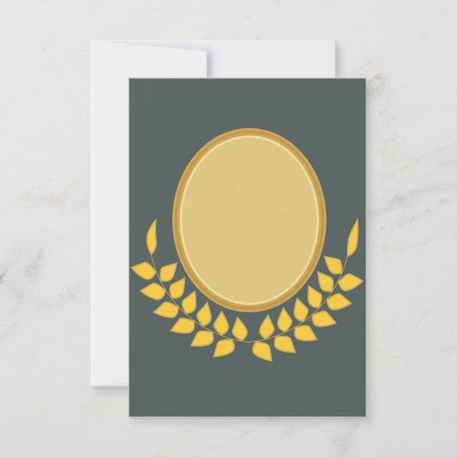 Elegant Golden Oval Frame Blank Invitation Card (Front)