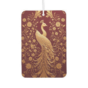 Elegant Golden Peacock Art Car Air Freshener
