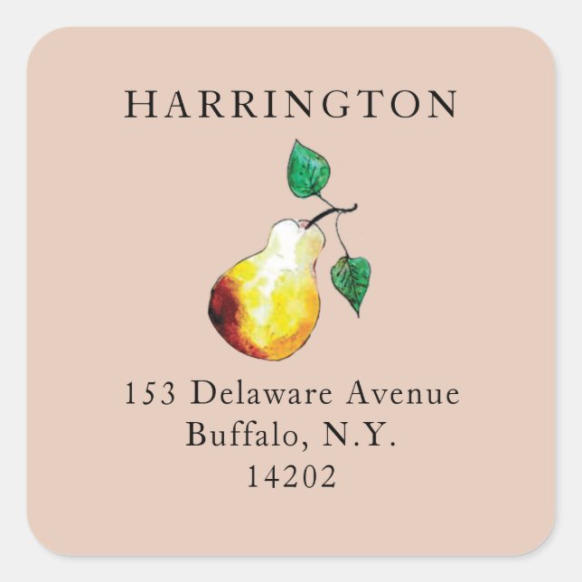 Elegant Golden Pear Brown Return Address Label (Front)