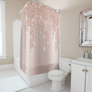 Elegant golden pink and shiny glitters shower curtain