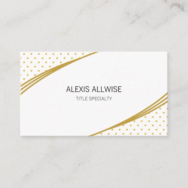 Elegant Golden Polka Dots Business Card (Front)