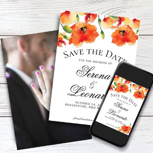 Elegant Golden Poppy Wedding Save the Date Invitation