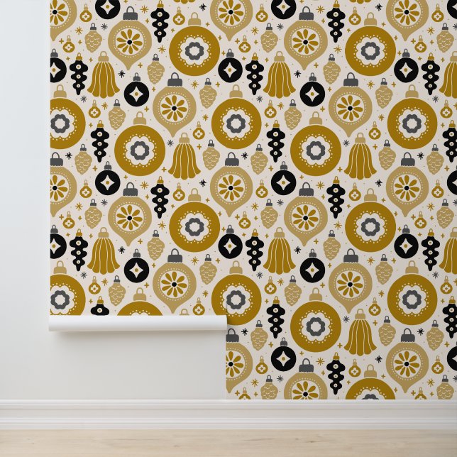 Elegant Golden Retro Christmas Holiday Decorations Wallpaper (Application)