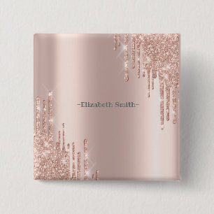 Elegant golden rose 15 cm square badge