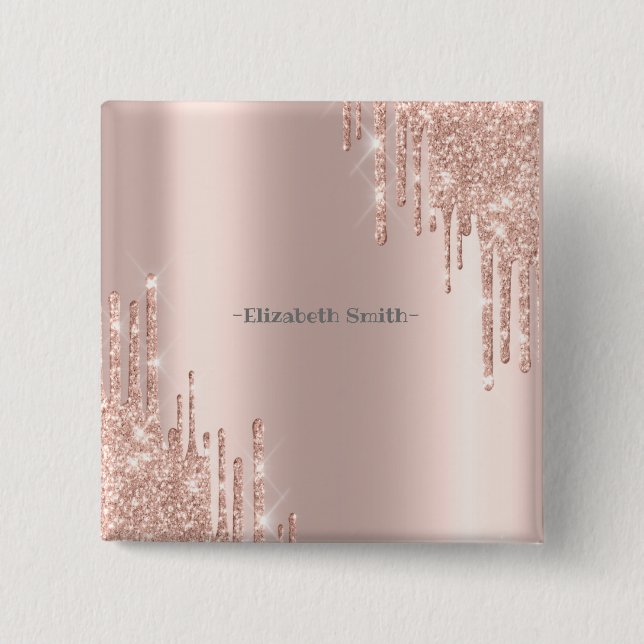 Elegant golden rose  15 cm square badge (Front)