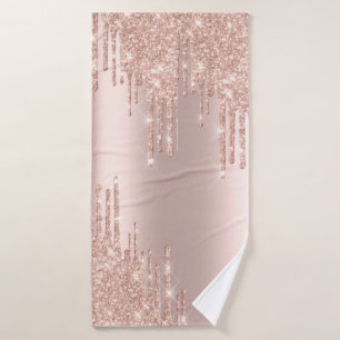 Elegant golden rose glitter, royal bath towel set