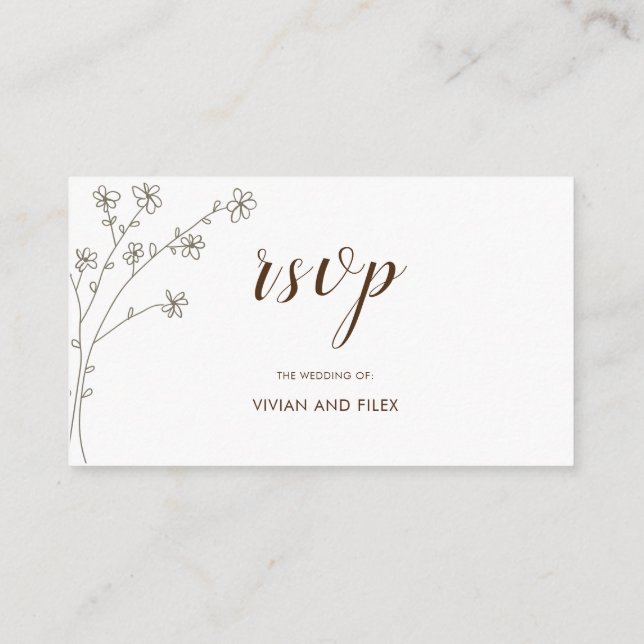 Elegant Golden Sample Floral Wedding RSVP Enclosure Card (Back)