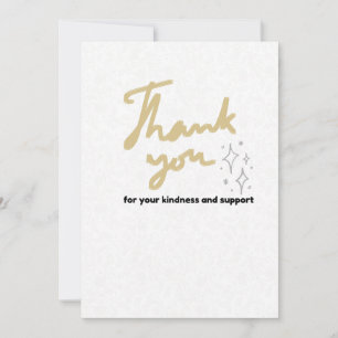 Elegant Golden Script Thank You Card with Minimali