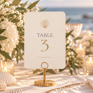 Elegant Golden Seashell Wedding Table Number
