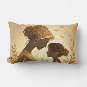 Elegant Golden Silhouette Mother & Daughter – Lumbar Cushion