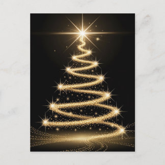 Elegant Golden Sparkle Christmas Tree Holiday Postcard