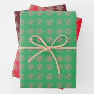 Elegant Golden Sparkling Snowflakes Wrapping Paper Sheet