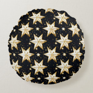 Elegant Golden Star Pattern Stylish Home Decor Round Cushion