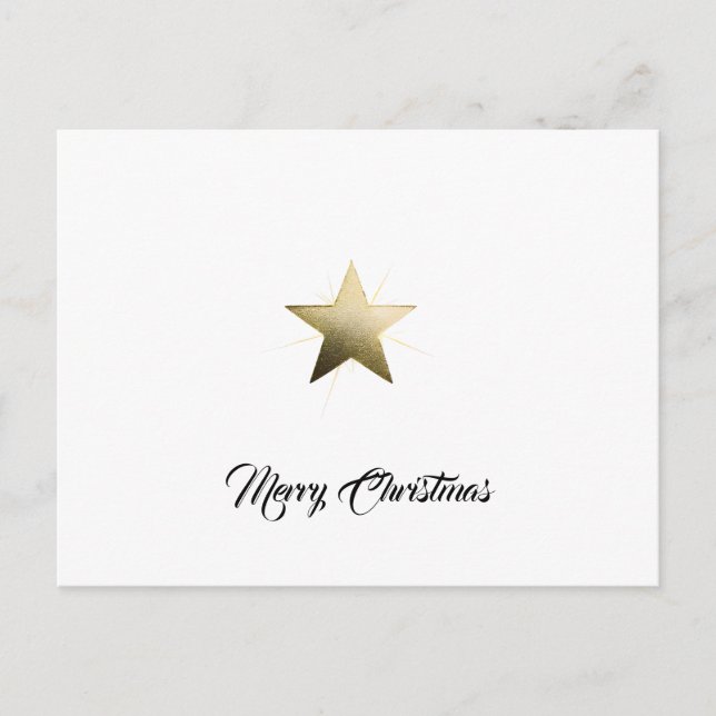 Elegant Golden Star with Delicate Glow Minimalist Holiday Postcard (Front)