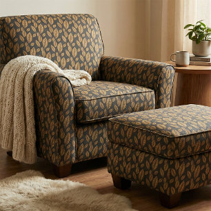 Elegant Golden Stylish Luxurious Leaves Fabric