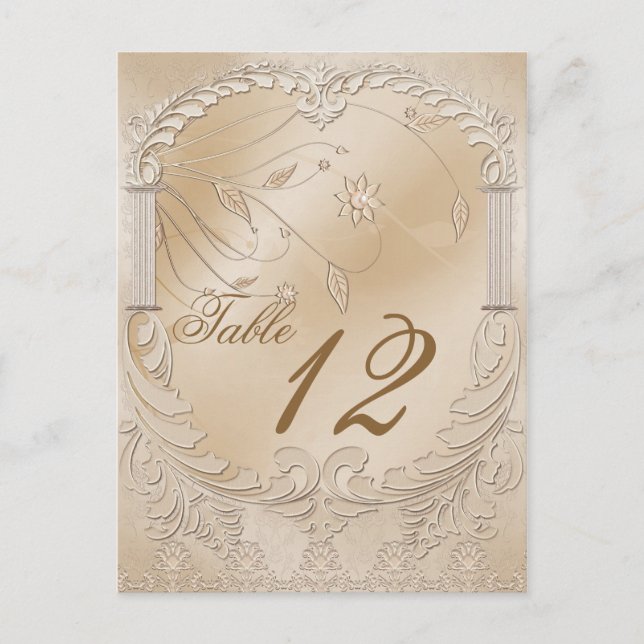 Elegant Golden Swans Formal  Table Number Postcard (Front)