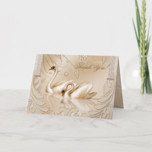 Elegant Golden Swans Formal  Thank You Card