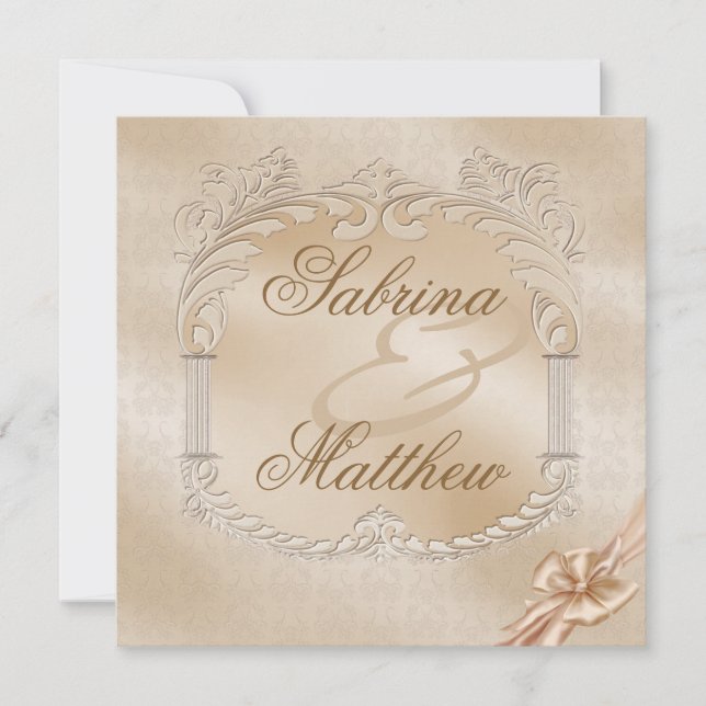 Elegant Golden Swans Formal Wedding Invitation (Front)