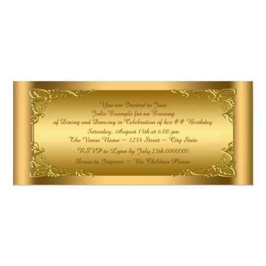 Elegant Golden Ticket Party Card
