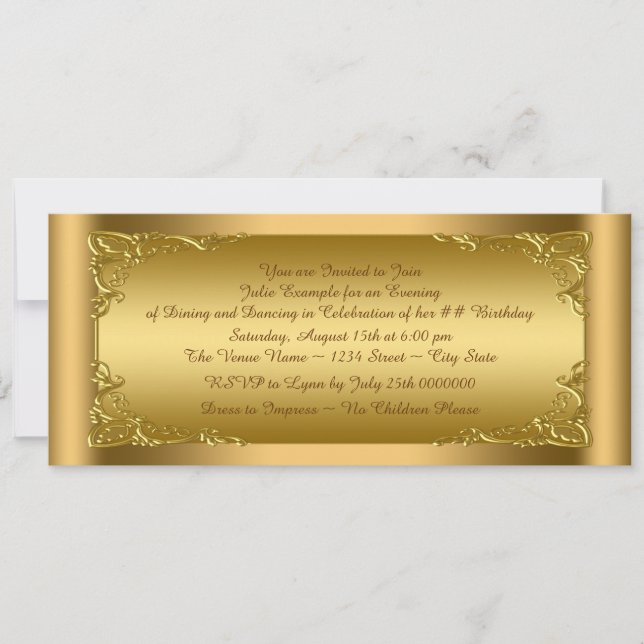 Elegant Golden Ticket Party Invitation (Front)