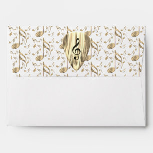 Elegant Golden Treble Clef Music Art  Envelope