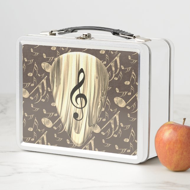 Elegant Golden Treble Clef Music Art  Metal Lunch Box (In Situ)