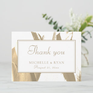 Elegant Golden Tulip Floral Wedding Thank you Card