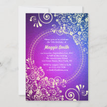 Elegant golden violet 50th Birthday Party Invite