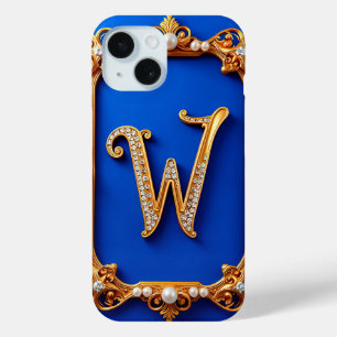 Elegant Golden W Monogram Decorated With Pearls iPhone 15 Case