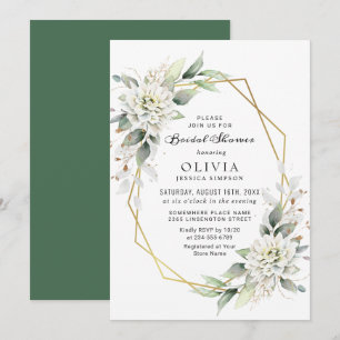 Elegant Golden Watercolor Greenery Bridal Shower Invitation