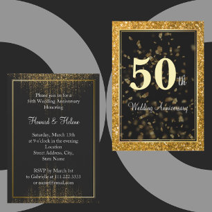 Elegant Golden Wedding 50th Anniversary  Invitation