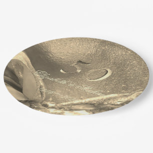 Elegant Golden Wedding 50th Anniversary Party Paper Plate