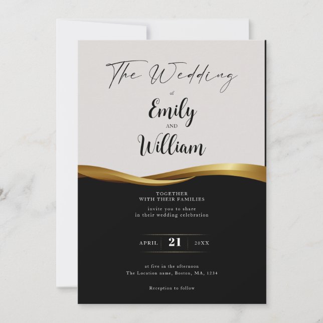 Elegant Golden wedding invitation (Front)