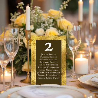 Elegant Golden Wedding Reception Table Number