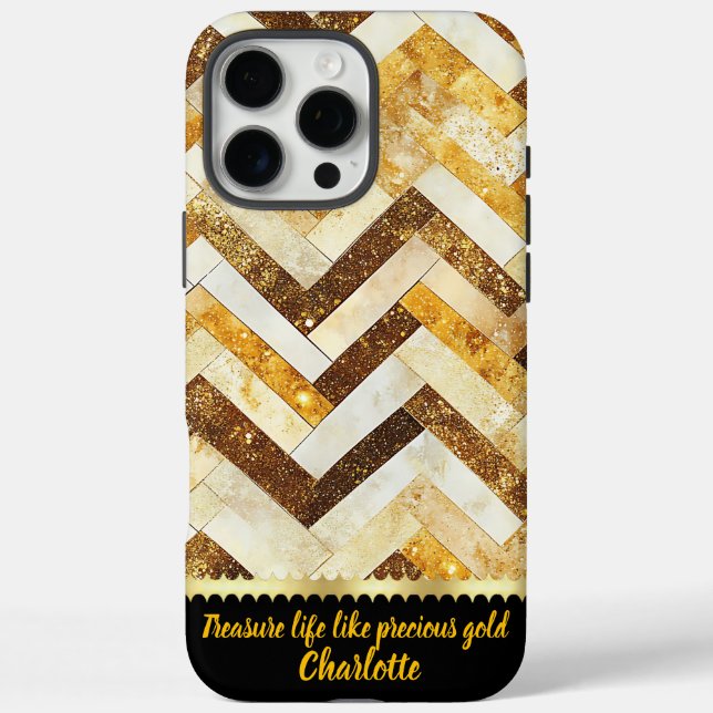 Elegant golden zigzag pattern on polished surface Case-Mate iPhone case (Back)