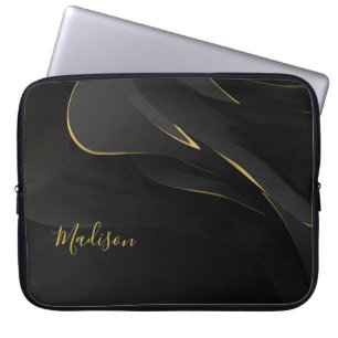 Elegant Goldish Abstract Texture and Customisation Laptop Sleeve