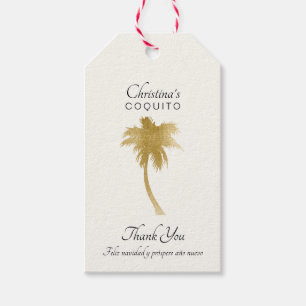 Elegant Goldtone Palm Tree Coquito Thank You Gift Tags