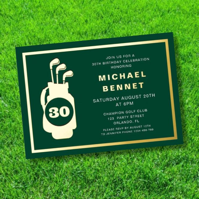 Elegant Golf 30th Birthday (Elegant Golf 30th Birthday Foil Invitation)