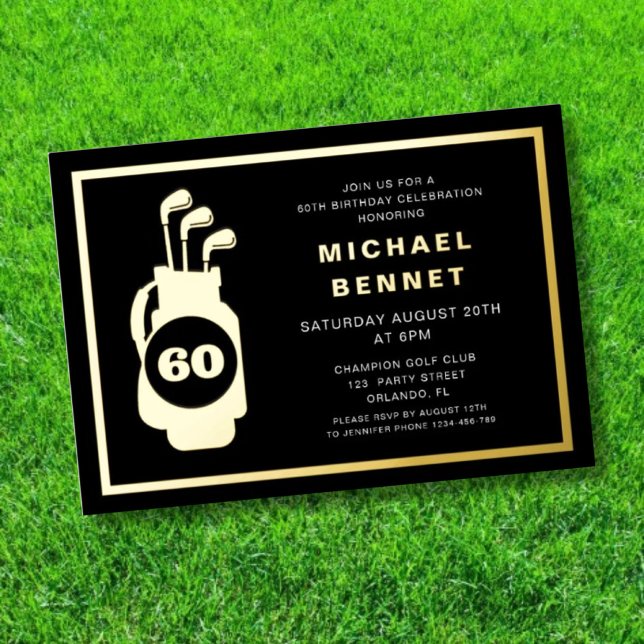 Elegant Golf 60th Birthday (Elegant Golf 60th Birthday Foil Invitation)