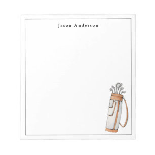Elegant golf bag Personalised Golfers  Notepad