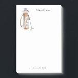 Elegant Golf bag with Initials Notepad<br><div class="desc">This Personalised golf themed Note pad features golf bag Illustration with your Initials with text at the bottom "In love with GOLF" ( the tag lineman be changed). Perfect gift for golf lovers. Customise with your name by "Edit this design template" boxes on the right hand side of the item,...</div>