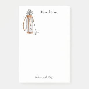 Elegant Golf bag with Initials Notepad