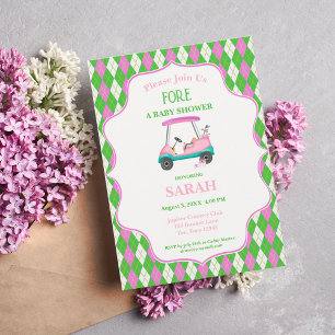 Elegant Golf Cart Ready For Baby Shower Invitation